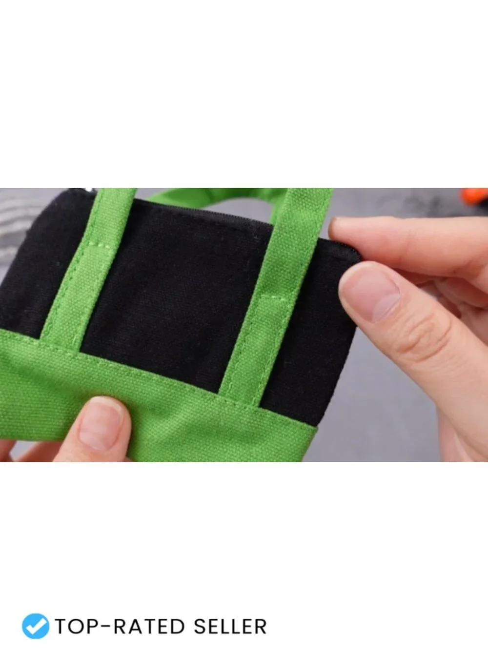 Mini Tote Bag Keychain Zipper Pouch Polyester Cosmetic Organizer Gift
